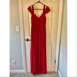 Red/Maroon bridesmaid maxi sweetheart off the shoulder dress